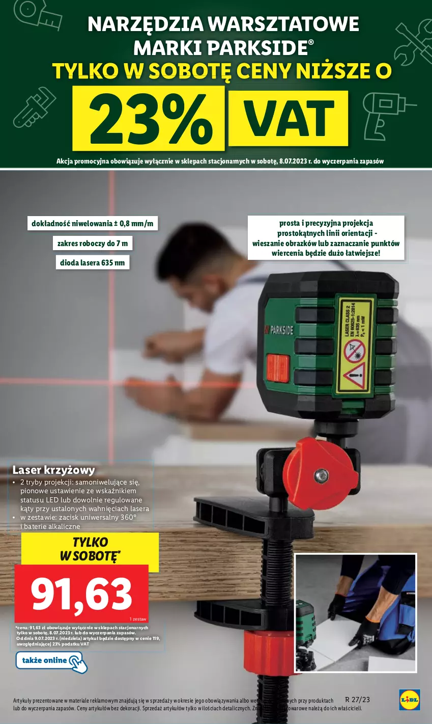 Gazetka promocyjna Lidl - GAZETKA - ważna 06.07 do 08.07.2023 - strona 73 - produkty: Baterie alkaliczne, Laser krzyżowy, Obraz, Parkside, Ser