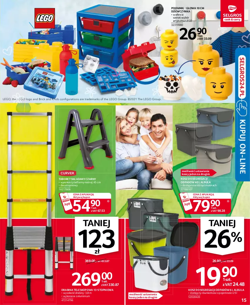 Gazetka promocyjna Selgros - Oferta przemysłowa - ważna 11.03 do 24.03.2021 - strona 15 - produkty: Drabina, Kosz, LEGO, Pojemnik, Sok, Taboret, Taboret składany, Teleskop, Top