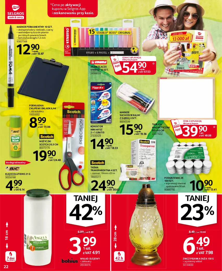 Gazetka promocyjna Selgros - Oferta przemysłowa - ważna 11.03 do 24.03.2021 - strona 22 - produkty: Gra, Klej, LG, Marker, Mysz, Noż, Nożyczki, Olej, Podgrzewacze, Podkład, Podkładka, Por, Tran, Tusz, Wkład olejowy, Znicz