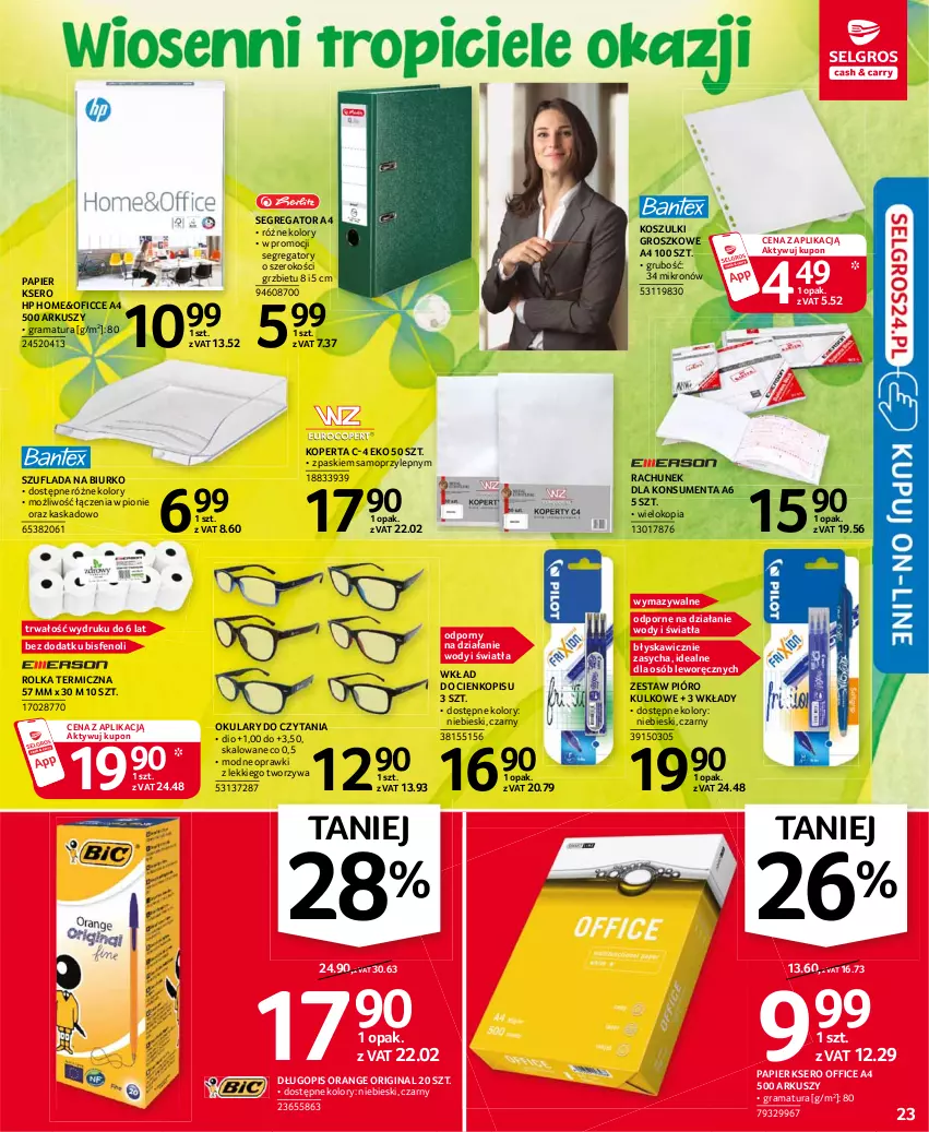 Gazetka promocyjna Selgros - Oferta przemysłowa - ważna 11.03 do 24.03.2021 - strona 23 - produkty: Biurko, Długopis, Gin, Gra, HP, Kask, Kosz, Mop, Okulary do czytania, Papier, Por, Rama, Ser