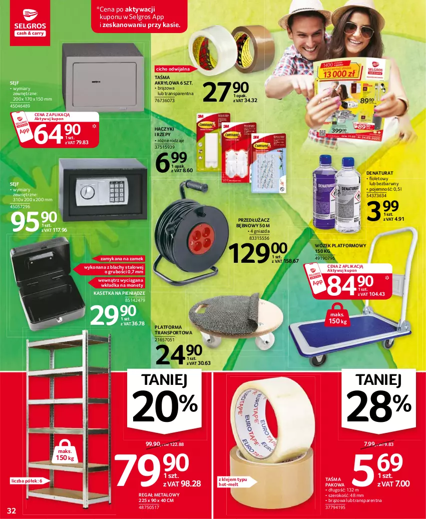 Gazetka promocyjna Selgros - Oferta przemysłowa - ważna 11.03 do 24.03.2021 - strona 32 - produkty: Haczyk, Klej, LG, Por, Regał, Regał metalowy, Sejf, Sport, Taśma pakowa, Tran, Wózek