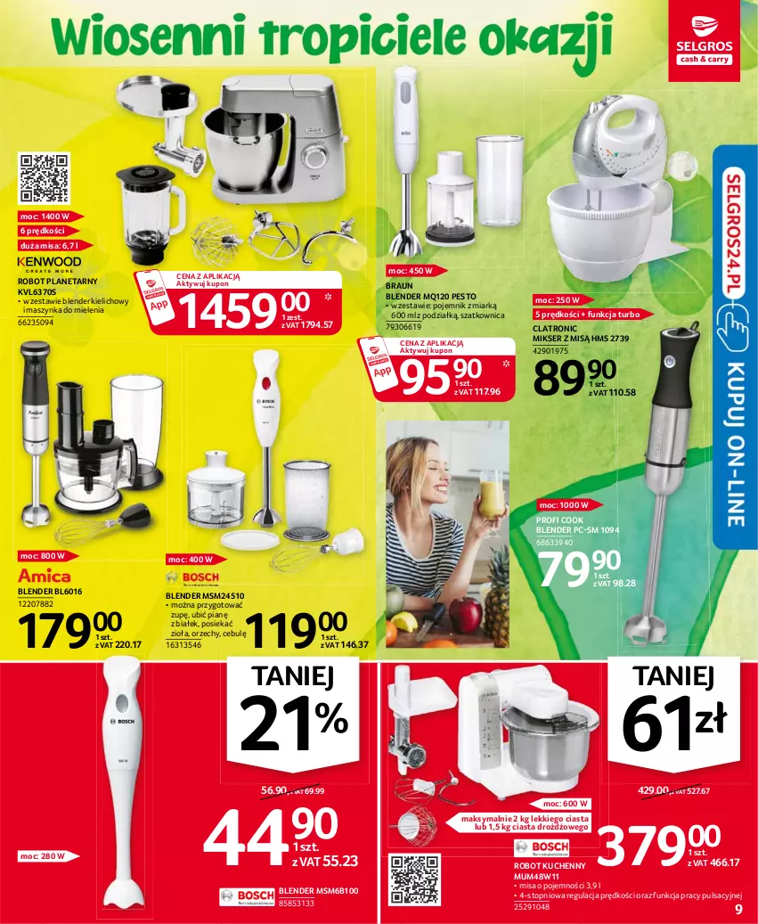 Gazetka promocyjna Selgros - Oferta przemysłowa - ważna 11.03 do 24.03.2021 - strona 9 - produkty: Blender, Braun, Maszynka, Maszynka do mielenia, Mikser, Mikser z misą, Pesto, Pojemnik, Robot, Robot planetarny, Ser, Szatkownica, Szynka, Top