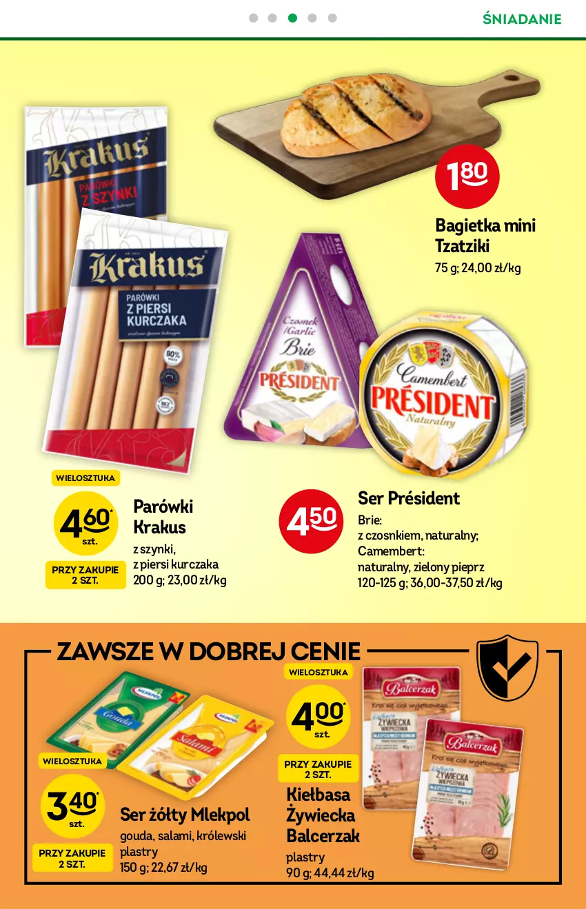 Gazetka promocyjna Żabka - ważna 01.09 do 07.09.2021 - strona 35 - produkty: Bagietka, Brie, Camembert, Gouda, Kiełbasa, Krakus, Królewski, Kurczak, Parówki, Pieprz, Président, Salami, Ser