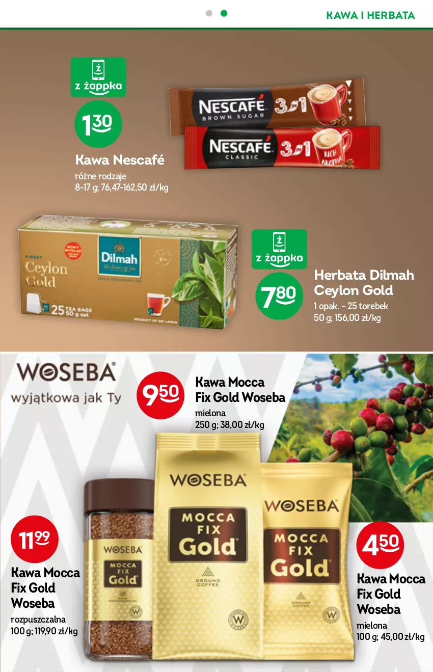 Gazetka promocyjna Żabka - ważna 01.09 do 07.09.2021 - strona 39 - produkty: Dilmah, Herbata, Kawa, Mocca Fix Gold, Nescafé, Woseba