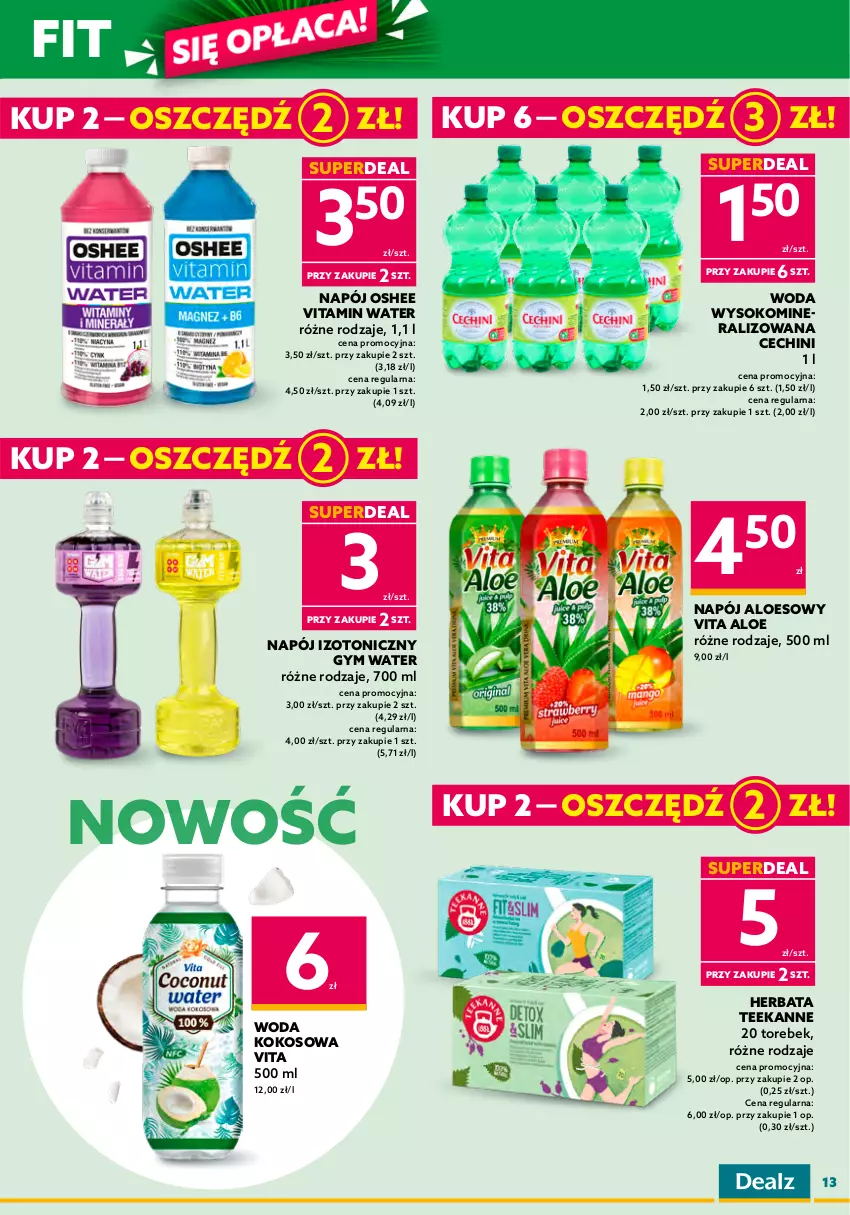 Gazetka promocyjna Dealz - NOWA GAZETKADeal się opłaca! - ważna 09.01 do 24.01.2023 - strona 13 - produkty: Baton, Gala, Galaretka, Herbata, Hummus, Kokos, Masło, Masło orzechowe, Mus, Napój, Napój izotoniczny, Oshee, Smalec, Sok, Teekanne, Woda