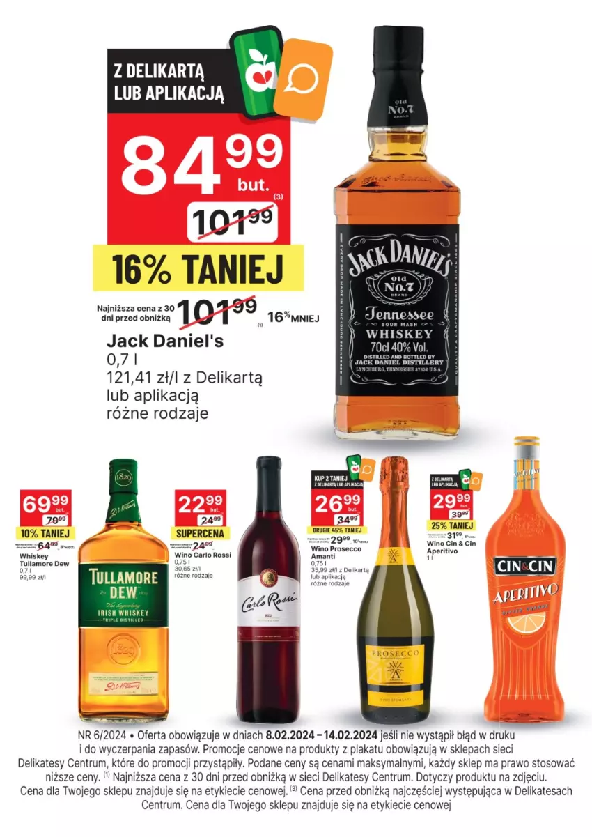 Gazetka promocyjna Delikatesy Centrum - Folder alkoholowy DC06 - ważna 08.02 do 14.02.2024 - strona 2 - produkty: Carlo Rossi, Jack Daniel's, LG, Prosecco, Rum, Whiskey, Wino