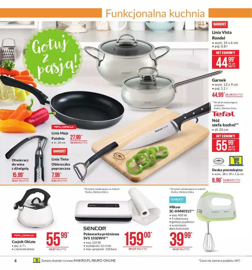 Gazetka promocyjna Makro - [Oferta promocyjna] Artykuły przemysłowe - ważna 26.01 do 08.02.2021 - strona 4 - produkty: Biuro, Czajnik, Dźwig, Fa, Garnek, Kuchnia, Mikser, Nóż szefa kuchni, Obieraczka, Otwieracz, Patelnia, Rondel, Ser, Termometr, Top, Warka