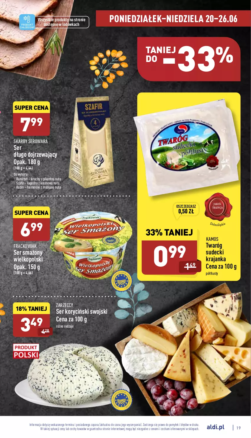 Gazetka promocyjna Aldi - Pełny katalog - ważna 20.06 do 26.06.2022 - strona 19 - produkty: Bursztyn, Fa, KaMos, Lodówka, Rubin, Ser, Twaróg