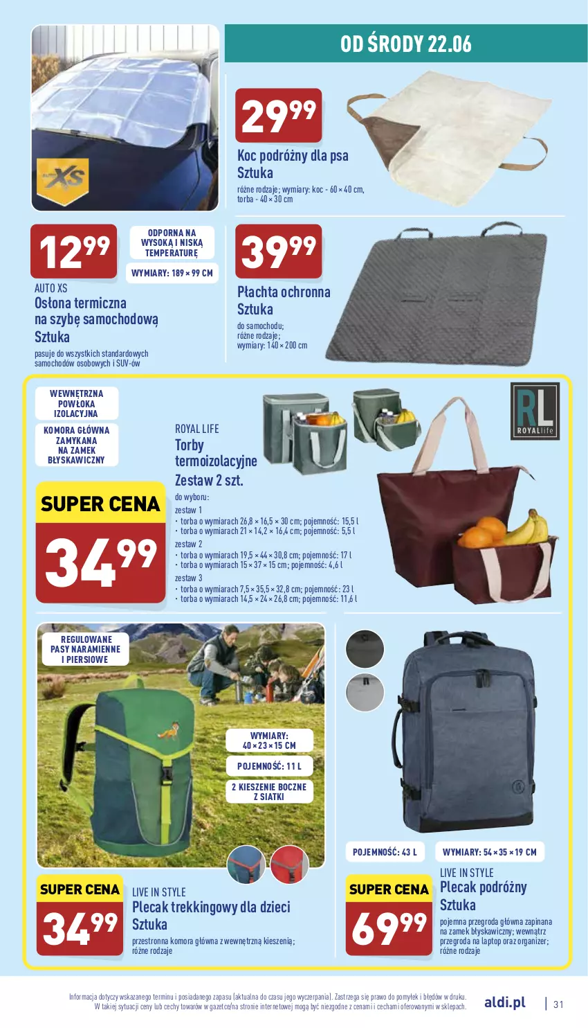 Gazetka promocyjna Aldi - Pełny katalog - ważna 20.06 do 26.06.2022 - strona 31 - produkty: Dzieci, Koc, Organizer, Plecak, Por, Sok, Top, Torba