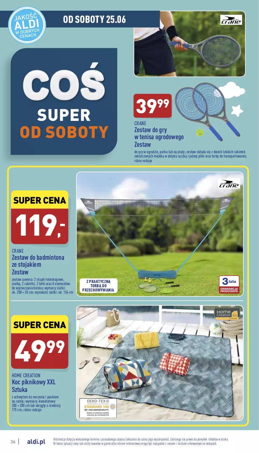 Gazetka promocyjna Aldi - Pełny katalog - ważna 20.06 do 26.06.2022 - strona 36 - produkty: Gry, Koc, Por, Sok, Sport, Stojak, Teleskop, Tran