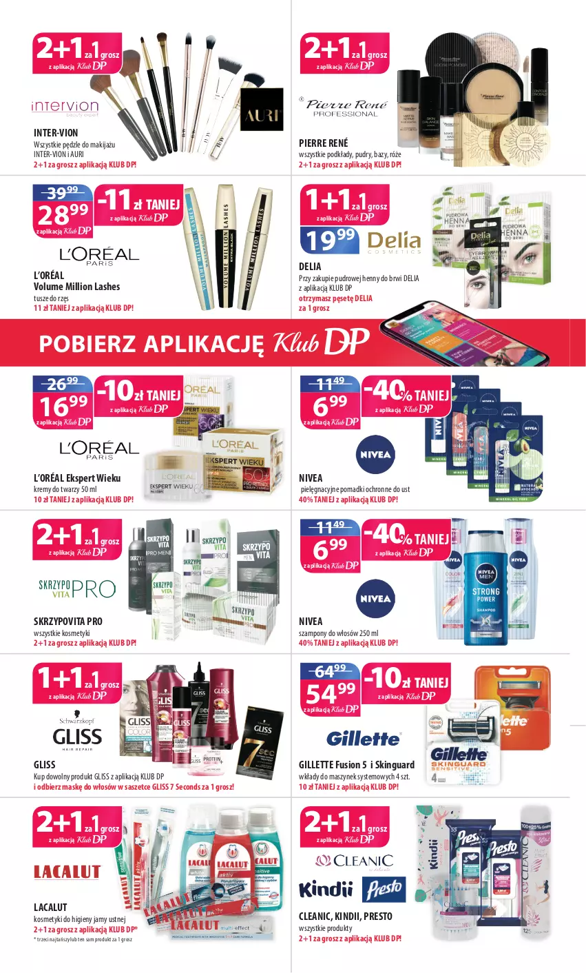 Gazetka promocyjna Drogerie Polskie - Gazetka - ważna 03.12 do 31.12.2021 - strona 4 - produkty: Cleanic, Fusion, Gillette, Kindii, L’Oréal, Lacalut, Lion, Makijaż, Nivea, Pierre René, Podkład, Presto, Szampon, Tusz