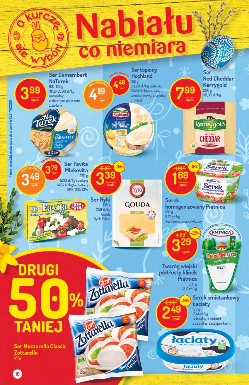 Gazetka promocyjna Delikatesy Centrum - Gazetka Delikatesy Centrum - ważna 30.03 do 05.04.2021 - strona 16 - produkty: Camembert, Cheddar, Edam, Hochland, Mleko, Mlekovita, Mozzarella, NaTurek, Piątnica, Pieprz, Rycki Edam, Ser, Ser topiony, Serek, Top, Twaróg