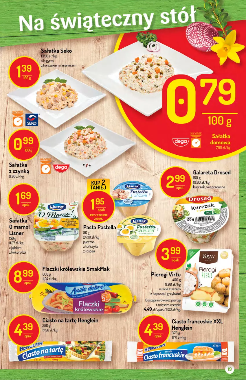 Gazetka promocyjna Delikatesy Centrum - Gazetka Delikatesy Centrum - ważna 30.03 do 05.04.2021 - strona 19 - produkty: Ananas, Ciasto francuskie, Dega, Gala, Gyros, Kapustą, Królewski, Kurczak, Pastella, Pierogi, Sałat, Sałatka, SEKO, Ser, Virtu, Wieprzowina