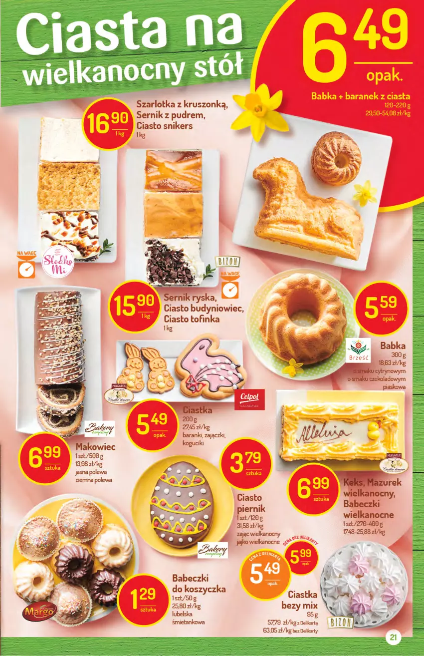 Gazetka promocyjna Delikatesy Centrum - Gazetka Delikatesy Centrum - ważna 30.03 do 05.04.2021 - strona 21 - produkty: Babeczki, Babka, Bezy, Inka, Kosz, Nike, Piernik, Ser, Szarlotka