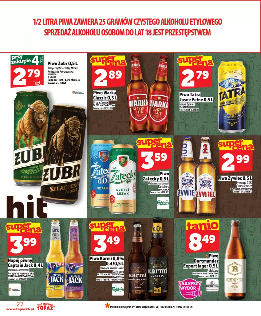 Gazetka promocyjna Topaz - Gazetka - ważna 05.02 do 11.02.2026 - strona 22 - produkty: Gra, Karmi, Kawa, Piwa, Piwo, Por, Top