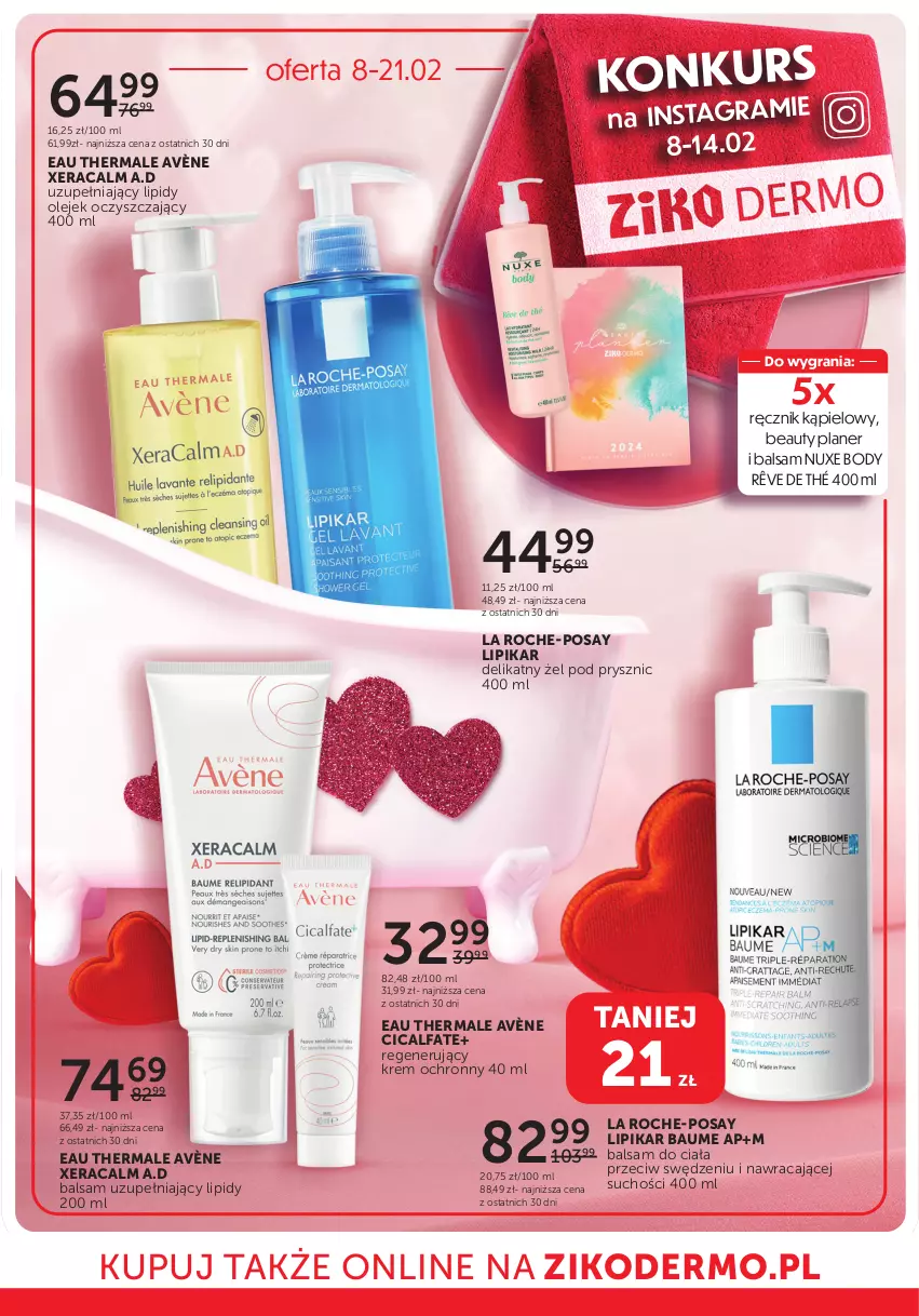 Gazetka promocyjna Ziko - Gazetka Ziko Dermo - ważna 08.02 do 21.02.2024 - strona 6 - produkty: Avène, Balsam do ciała, Body, Fa, Gra, La Roche-Posay, Lipikar, Nuxe, Olej, Ręcznik, Ręcznik kąpielowy, XeraCalm