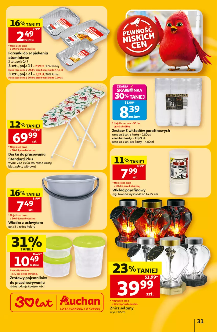 Gazetka promocyjna Auchan - Gazetka 30 Lat Hipermarket Auchan - ważna 02.07 do 08.07.2026 - strona 31 - produkty: Deska do prasowania, Foremki, Pojemnik, Sok, Wiadro, Znicz
