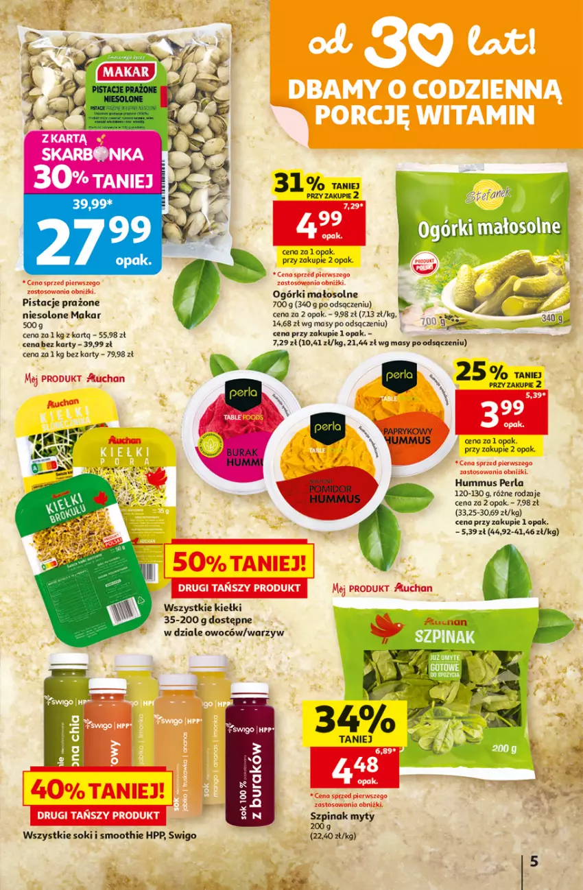Gazetka promocyjna Auchan - Gazetka 30 Lat Hipermarket Auchan - ważna 02.07 do 08.07.2026 - strona 5 - produkty: Hummus, Kiełki, LG, Mus, Pistacje, Szpinak