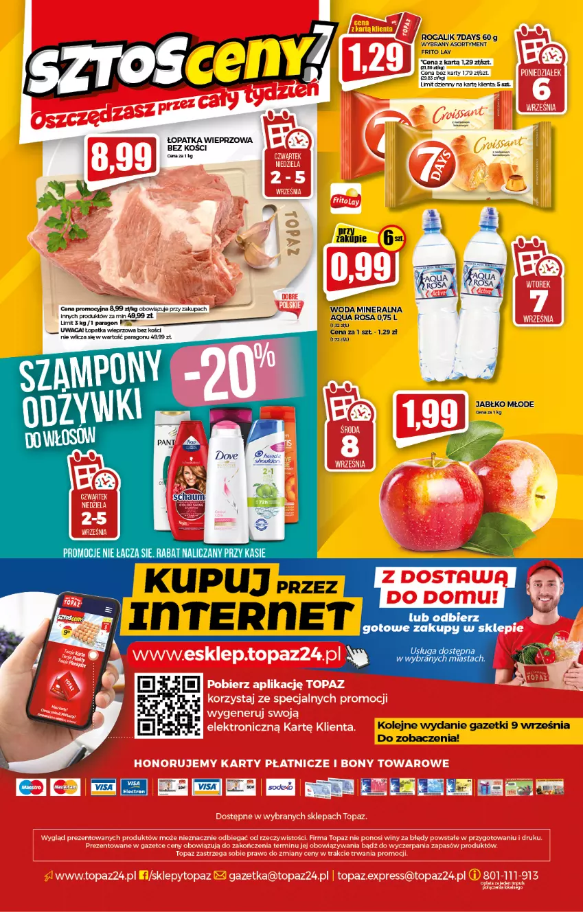 Gazetka promocyjna Topaz - Gazetka - ważna 02.09 do 08.09.2021 - strona 20 - produkty: Olej, Rogal, Top, Waga, Woda, Woda mineralna