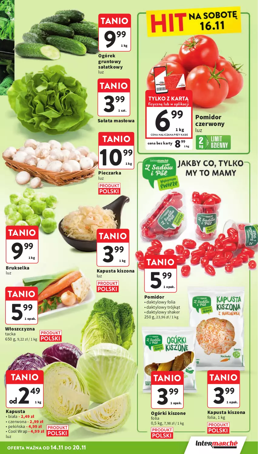 Gazetka promocyjna Intermarche - Gazetka Intermarche - ważna 14.11 do 20.11.2024 - strona 17 - produkty: Brukselka, Grunt, Masło, Ogórek, Piec, Pieczarka, Sałat, Sałata masłowa