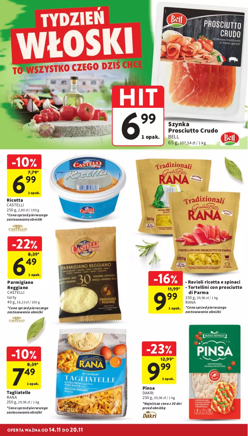 Gazetka promocyjna Intermarche - Gazetka Intermarche - ważna 14.11 do 20.11.2024 - strona 28 - produkty: Bell, Prosciutto, Ricotta, Szynka, Tagliatelle