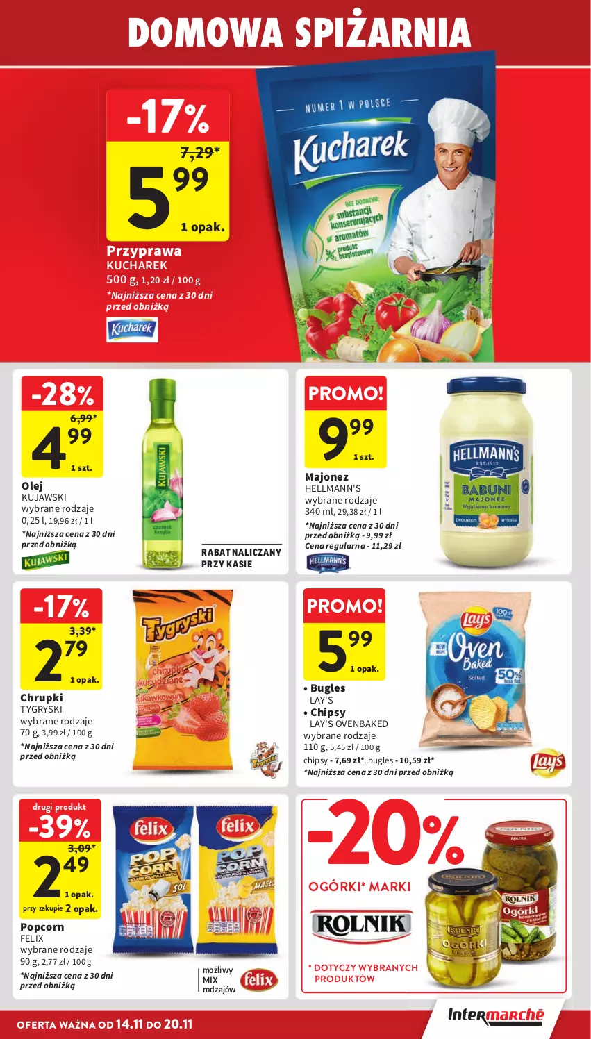 Gazetka promocyjna Intermarche - Gazetka Intermarche - ważna 14.11 do 20.11.2024 - strona 31 - produkty: Chipsy, Chrupki, Felix, Gry, Kucharek, Kujawski, Majonez, NBA, Olej, Popcorn