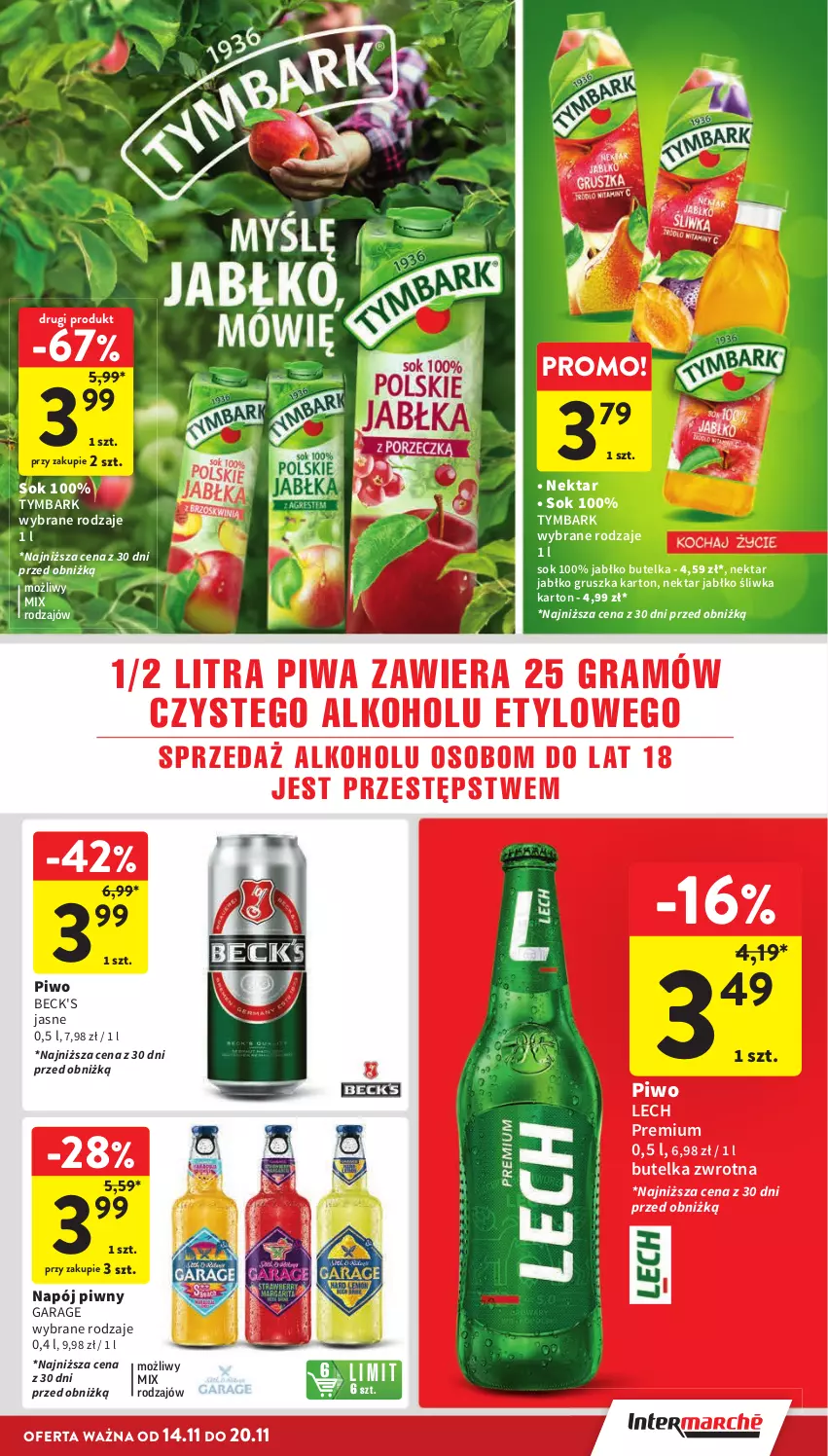 Gazetka promocyjna Intermarche - Gazetka Intermarche - ważna 14.11 do 20.11.2024 - strona 35 - produkty: Gra, Lech Premium, Napój, Nektar, Piwa, Piwo, Sok, Tymbark