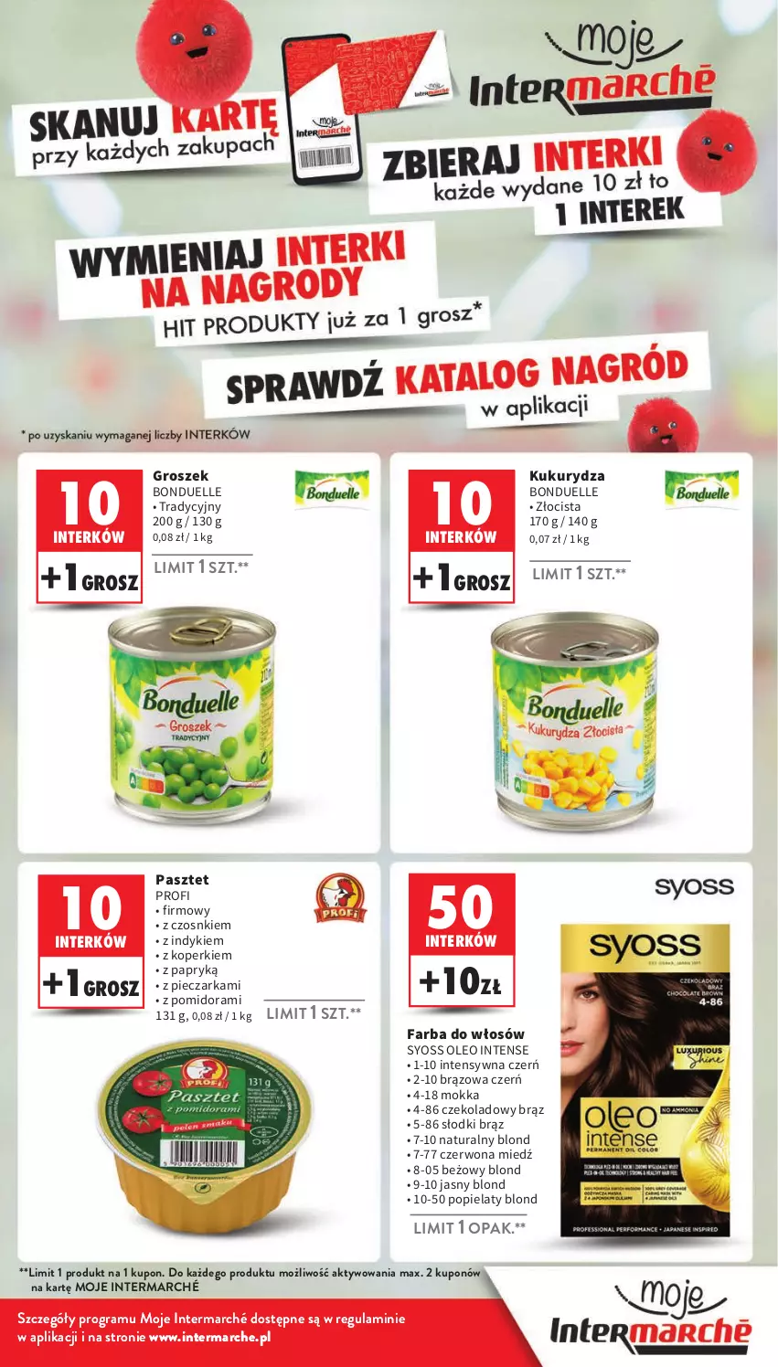 Gazetka promocyjna Intermarche - Gazetka Intermarche - ważna 14.11 do 20.11.2024 - strona 45 - produkty: Bonduelle, Fa, Farba do włosów, Gra, Groszek, Kukurydza, Oleo, Pasztet, Piec, Pieczarka, Syoss