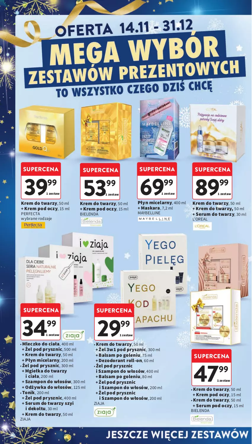 Gazetka promocyjna Intermarche - Gazetka Intermarche - ważna 14.11 do 20.11.2024 - strona 6 - produkty: Balsam po goleniu, Bell, Bielenda, Dezodorant, Krem do twarzy, Krem pod oczy, Maska, Maskara, Maybelline, Mgiełka do twarzy, Mleczko, Mleczko do ciała, Odżywka, Perfecta, Płyn micelarny, Rum, Ser, Serum, Serum do twarzy, Serum pod oczy, Szampon, Tonik, Ziaja