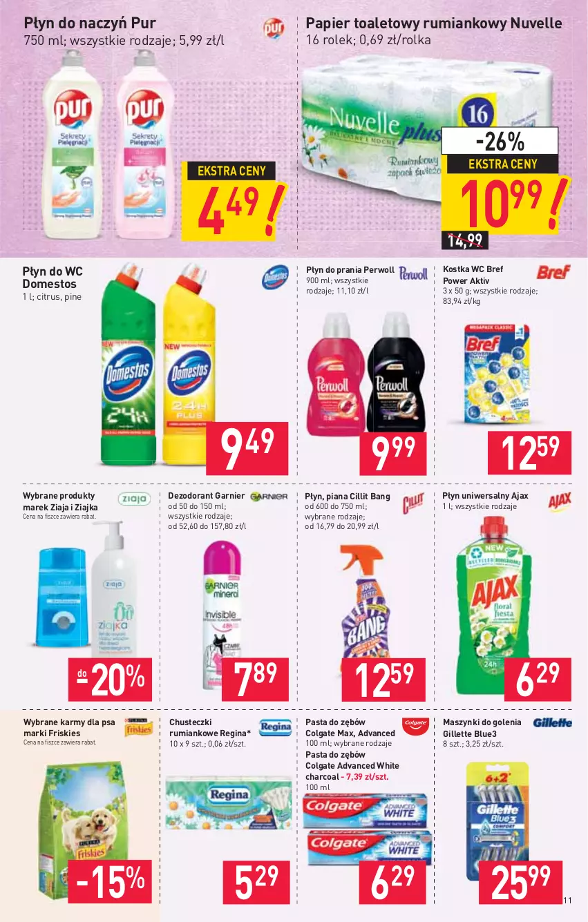 Gazetka promocyjna Stokrotka - Market - ważna 18.02 do 24.02.2021 - strona 11 - produkty: Ajax, Bref, Chusteczki, Cillit Bang, Colgate, Dezodorant, Domestos, Friskies, Garnier, Gillette, Gin, LG, Papier, Papier toaletowy, Pasta do zębów, Perwoll, Płyn do prania, Płyn do wc, Pur, Rum, Ziaja, Ziajka