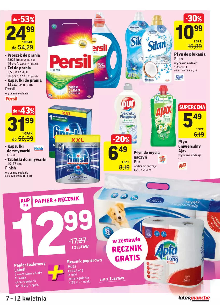 Gazetka promocyjna Intermarche - oferty tygodnia - ważna 07.04 do 12.04.2021 - strona 35 - produkty: Ajax, Bell, Do mycia naczyń, Finish, Gra, Kapsułki do prania, Papier, Persil, Płyn do mycia, Płyn do mycia naczyń, Płyn do płukania, Proszek do prania, Pur, Ręcznik, Silan, Tablet, Tabletki do zmywarki, Zmywarki