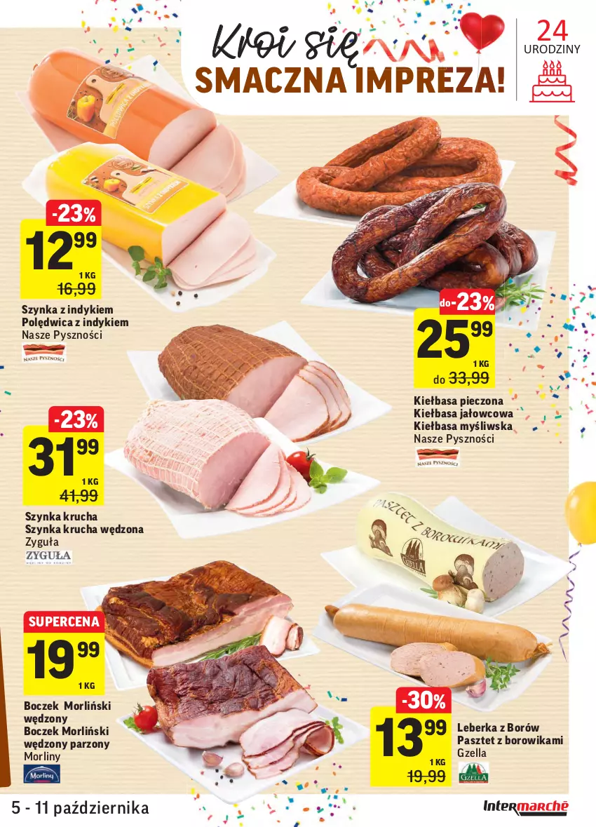 Gazetka promocyjna Intermarche - Gazetka promocyjna - ważna 05.10 do 11.10.2021 - strona 13 - produkty: Boczek, Kiełbasa, Leberka, Morliny, Pasztet, Piec, Polędwica, Szynka