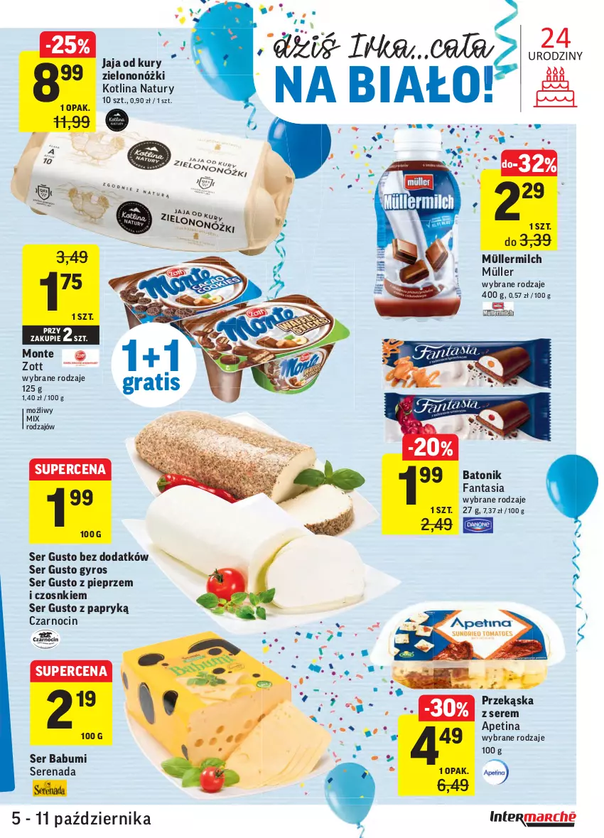 Gazetka promocyjna Intermarche - Gazetka promocyjna - ważna 05.10 do 11.10.2021 - strona 19 - produkty: Baton, Fa, Fanta, Gra, Gyros, Jaja, Kotlin, Monte, Müller, Müllermilch, Pieprz, Ser, Tonik, Zott