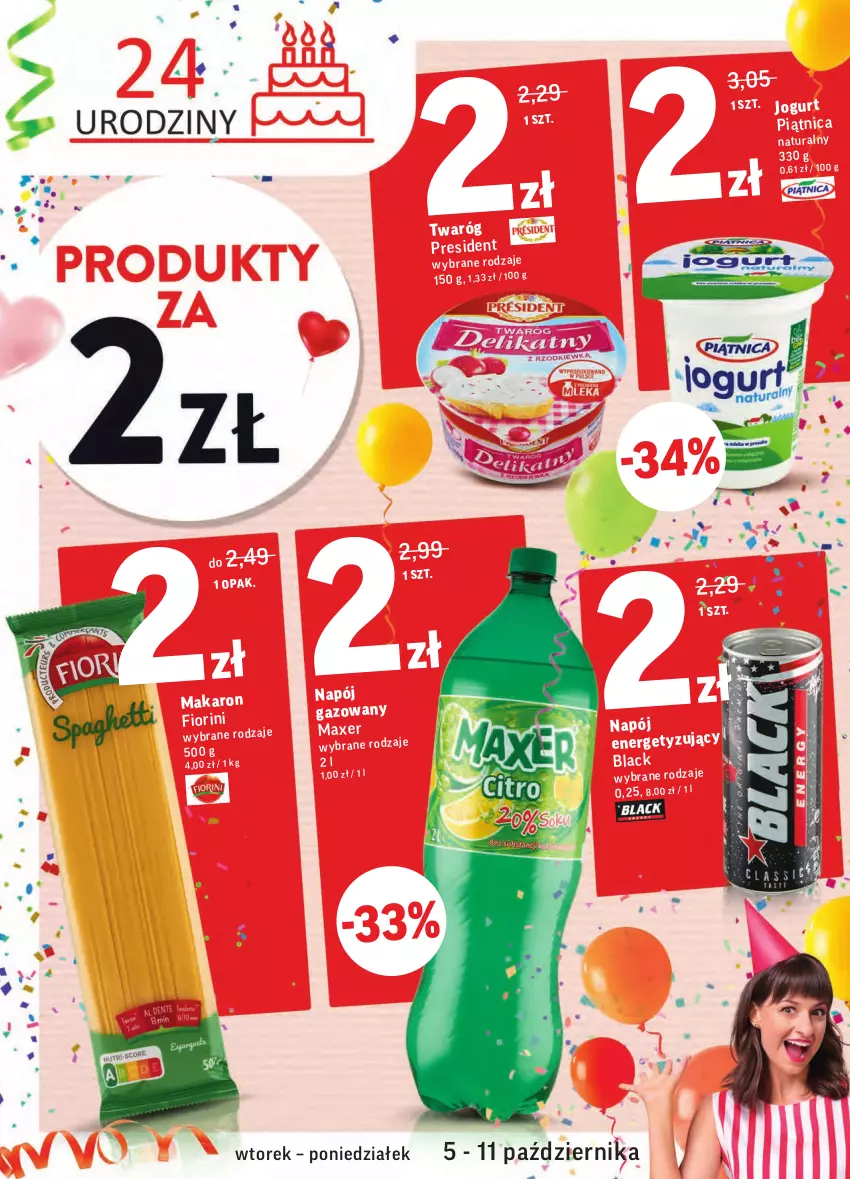 Gazetka promocyjna Intermarche - Gazetka promocyjna - ważna 05.10 do 11.10.2021 - strona 2 - produkty: Jogurt, Lack, Makaron, Maxer, Napój, Piątnica, Twaróg