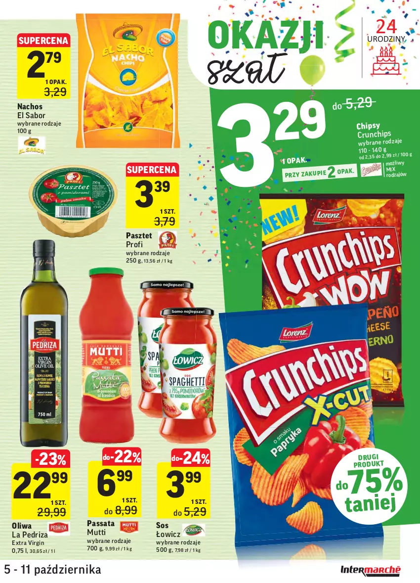 Gazetka promocyjna Intermarche - Gazetka promocyjna - ważna 05.10 do 11.10.2021 - strona 27 - produkty: Chipsy, Crunchips, Gin, Pasztet, Sos