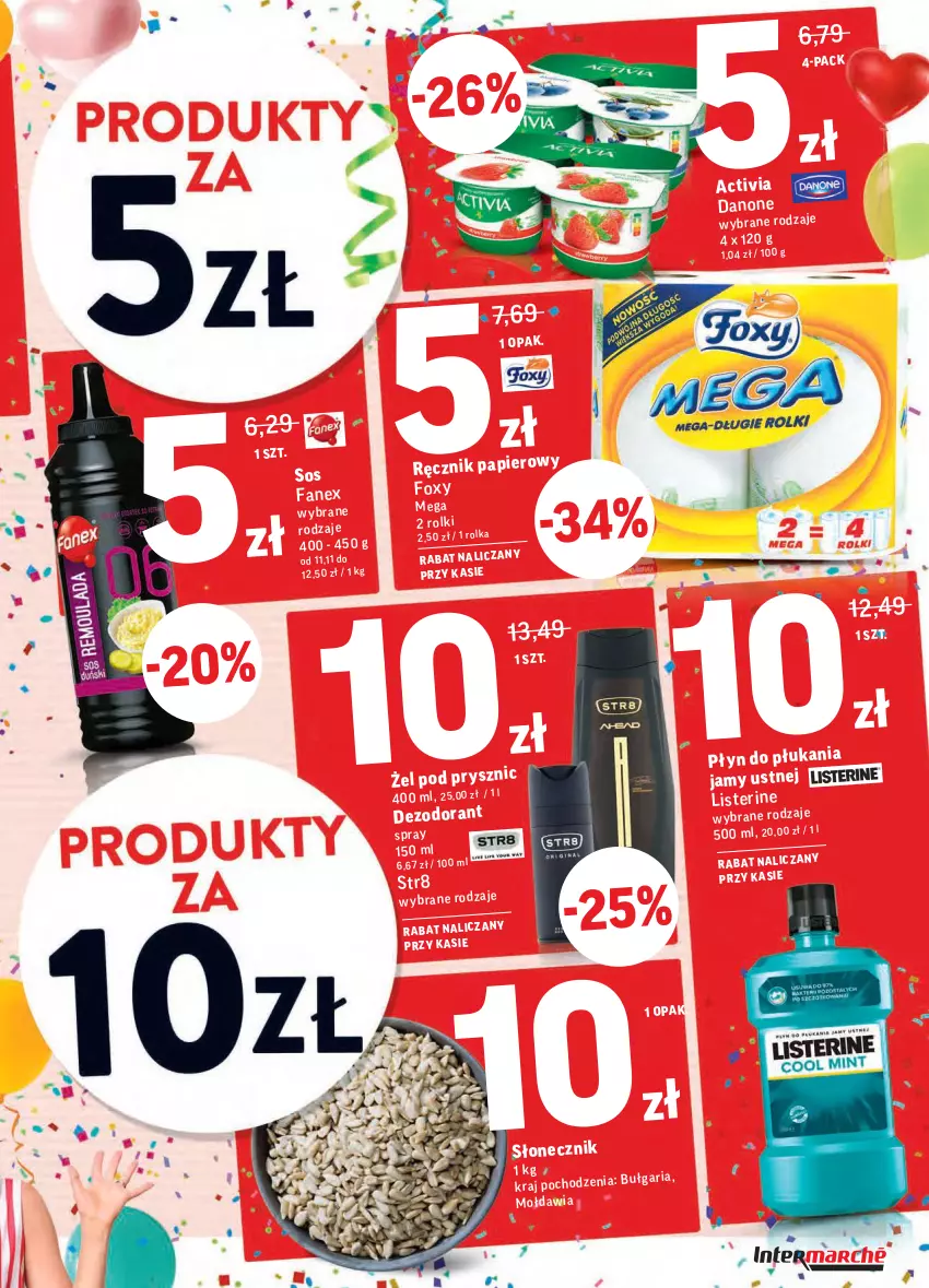 Gazetka promocyjna Intermarche - Gazetka promocyjna - ważna 05.10 do 11.10.2021 - strona 3 - produkty: Activia, Danone, Dezodorant, Fa, Foxy, Listerine, Papier, Ręcznik, Sos, Str8