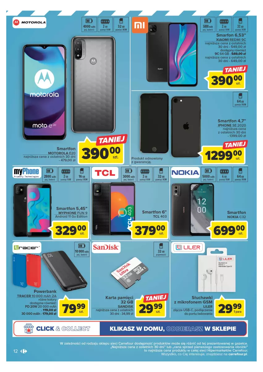 Gazetka promocyjna Carrefour - Gazetka Multimedia - ważna 23.05 do 10.06.2023 - strona 12 - produkty: Acer, IPhone SE, Karta pamięci, Mikrofon, Motorola, MyPhone, Nokia, Por, Powerbank, Słuchawki, Smartfon, Telefon