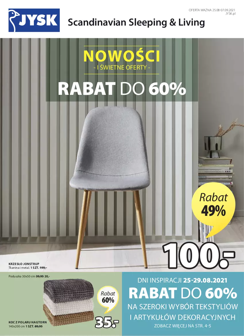 Gazetka promocyjna Jysk - Oferta tygodnia - ważna 25.08 do 07.09.2021 - strona 2 - produkty: Koc, Krzesło, Poduszka