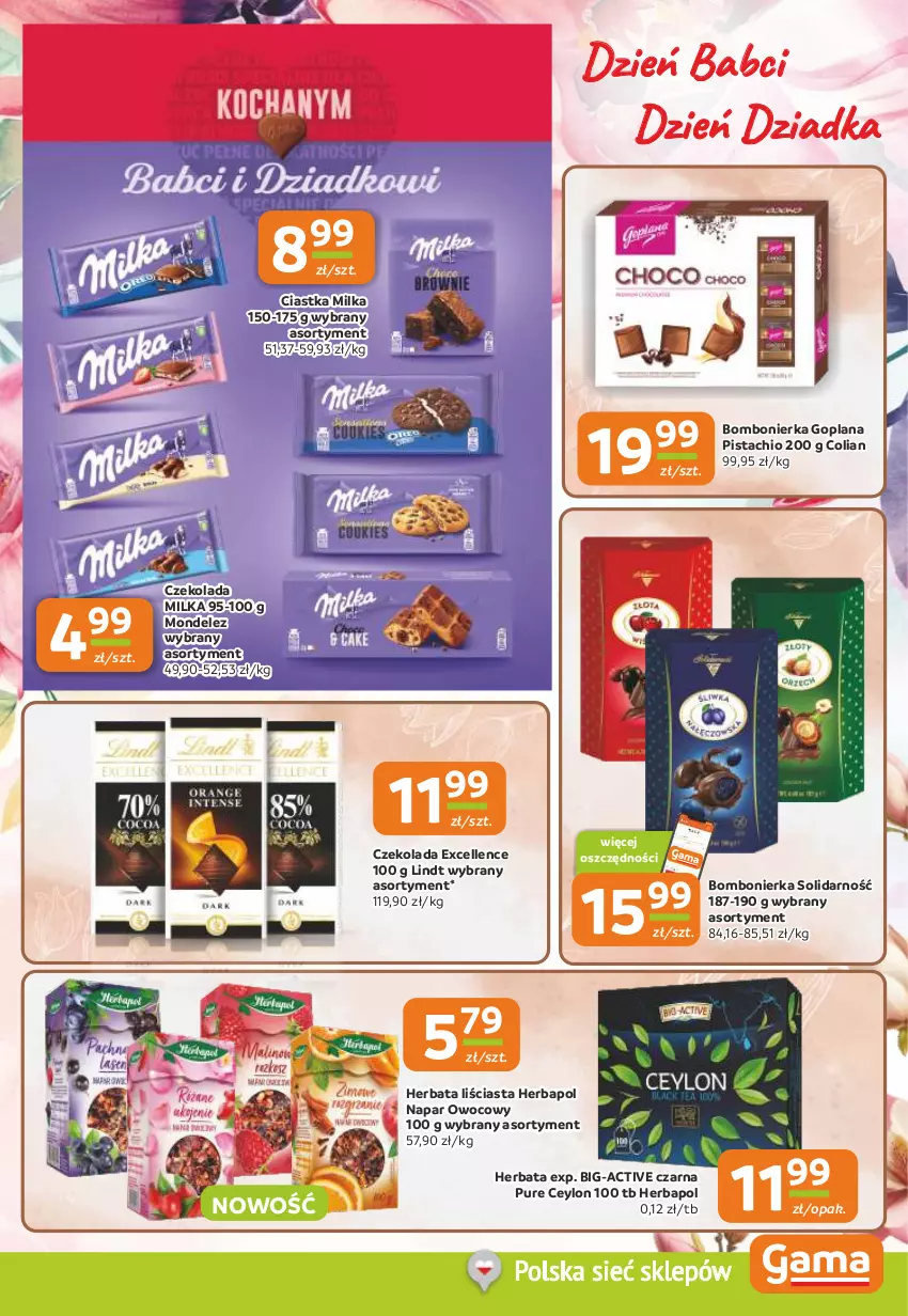 Gazetka promocyjna Gama - Gazetka Gama - ważna 16.01 do 28.01.2025 - strona 5 - produkty: Ciastka, Czekolada, Goplana, Herbapol, Herbata, LANA, Lindt, Milka, Pur