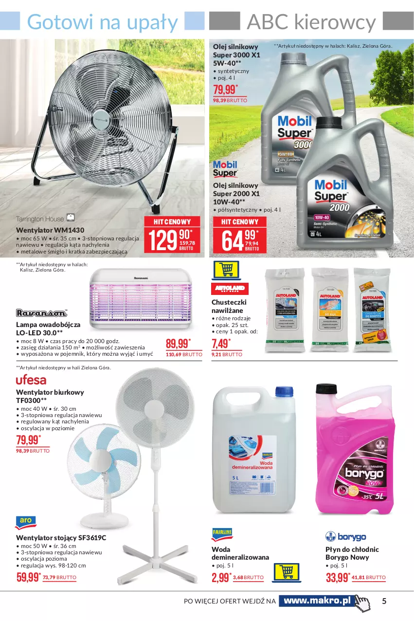 Gazetka promocyjna Makro - [Oferta promocyjna] Artykuły przemysłowe - ważna 18.05 do 31.05.2021 - strona 5 - produkty: Biurko, Chusteczki, Lampa, Olej, Olej silnikowy, Piec, Płyn do chłodnic, Pojemnik, Top, Woda