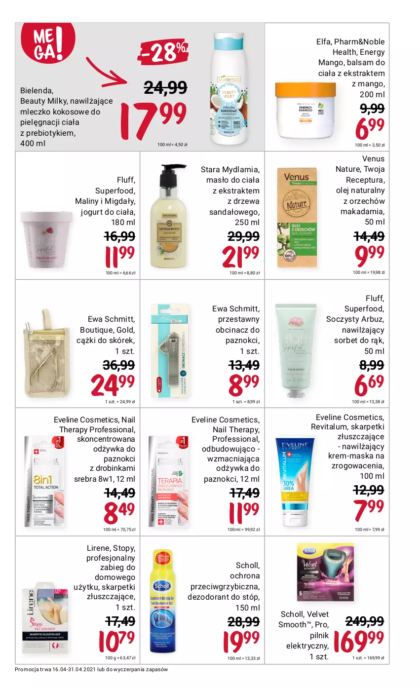 Gazetka promocyjna Rossmann - Kwiecień II - ważna 16.04 do 30.04.2021 - strona 3 - produkty: Arbuz, Balsam do ciała, BIC, Bielenda, Cążki, Cążki do skórek, Dezodorant, Eveline, Ewa Schmitt, Fa, Inka, Jogurt, Karp, Kokos, Lirene, Maliny, Mango, Maska, Masło, Masło do ciała, Migdały, Mleczko, Odżywka, Olej, Pilnik, Sandał, Scholl, Skarpetki, Top, Velvet, Venus