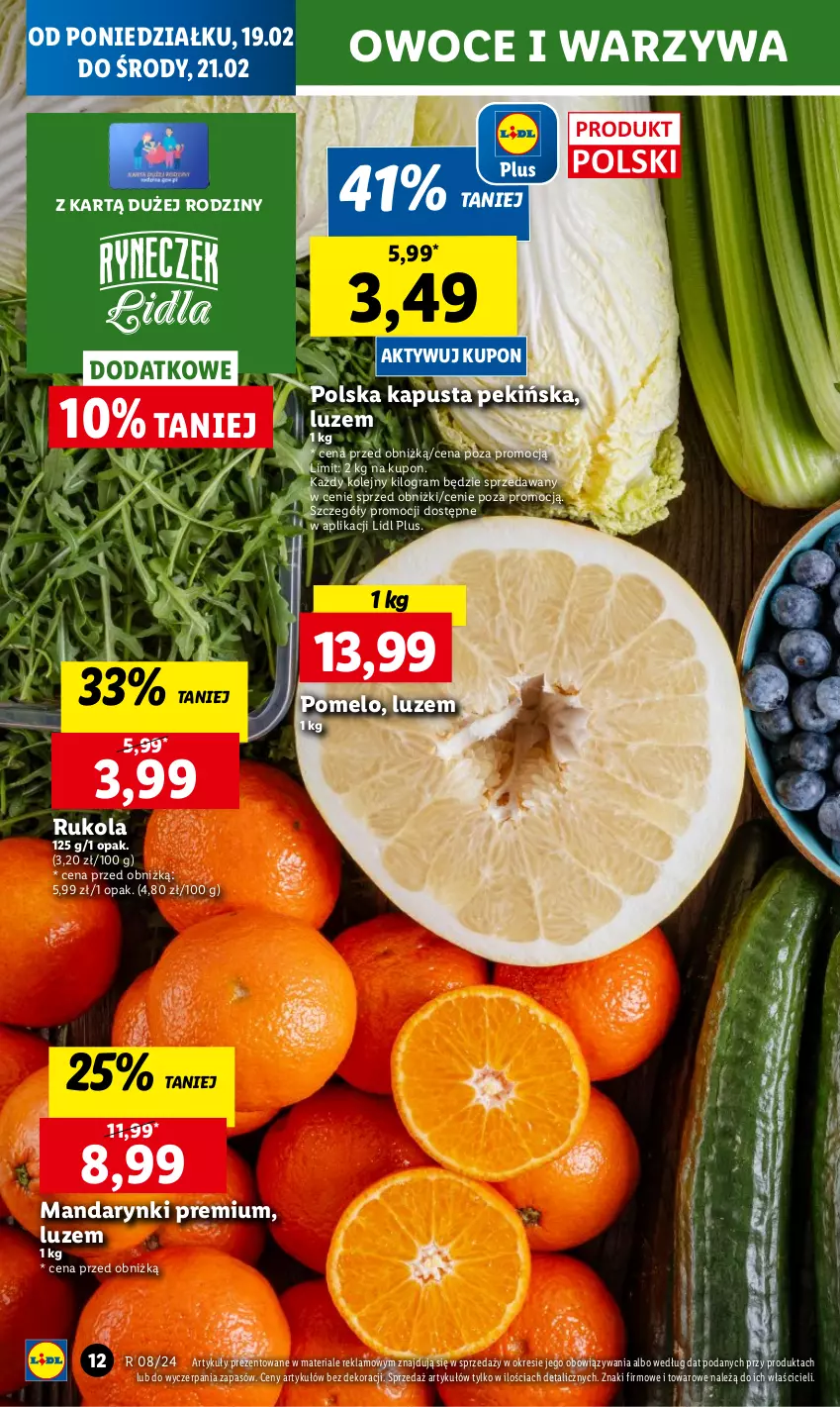 Gazetka promocyjna Lidl - GAZETKA - ważna 19.02 do 21.02.2024 - strona 14 - produkty: Chleb, Gra, Mandarynki, Olej, Owoce, Pomelo, Rukola, Ser, Warzywa