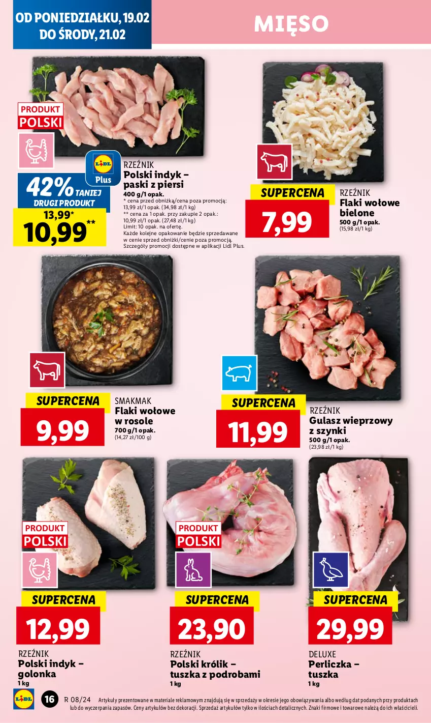 Gazetka promocyjna Lidl - GAZETKA - ważna 19.02 do 21.02.2024 - strona 18 - produkty: Flaki, Flaki wołowe, Królik, Mięso, Olej, Perliczka, Tusz