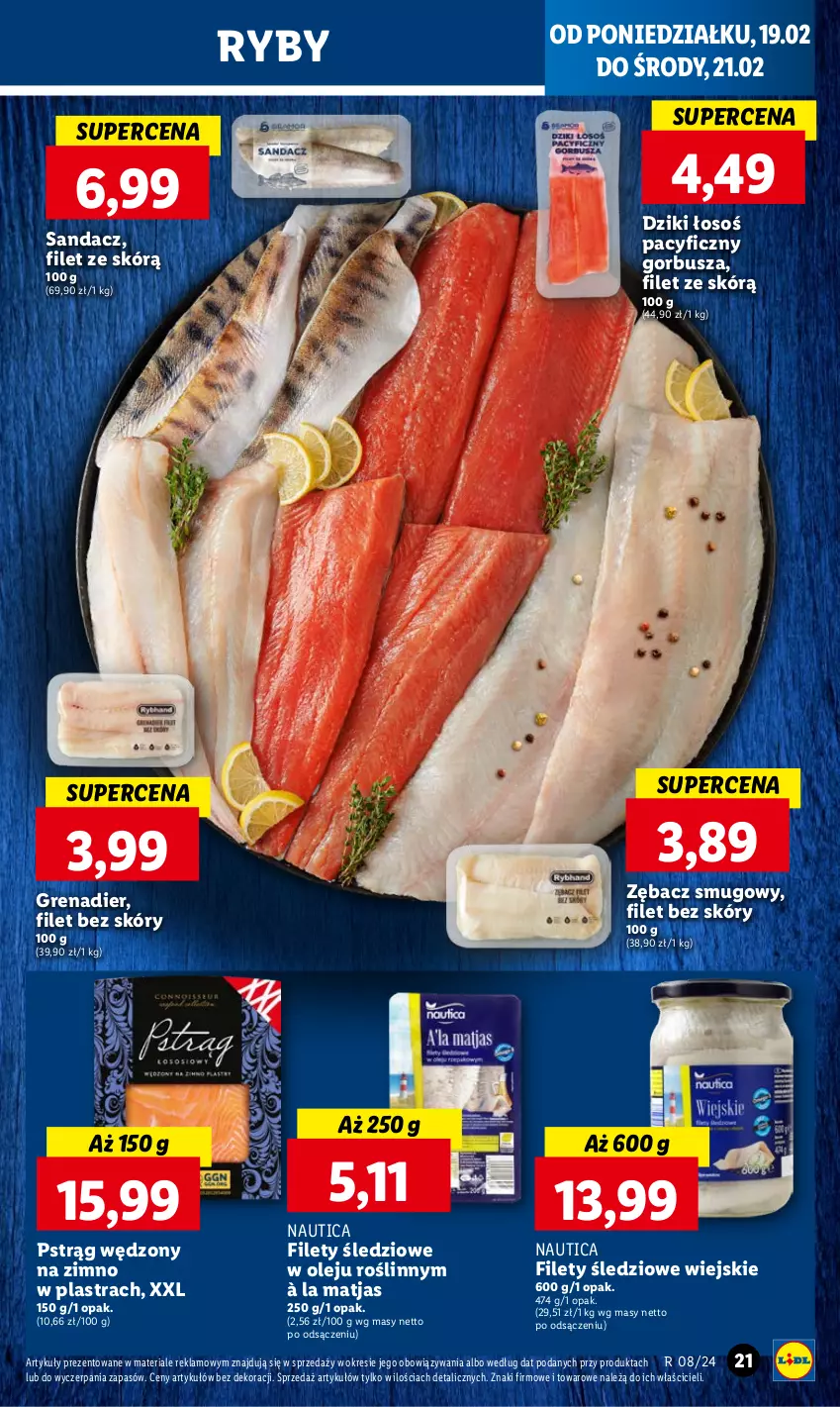 Gazetka promocyjna Lidl - GAZETKA - ważna 19.02 do 21.02.2024 - strona 23 - produkty: Grenadier, Matjas, Olej, Pstrąg, Pstrąg wędzony, Sandacz