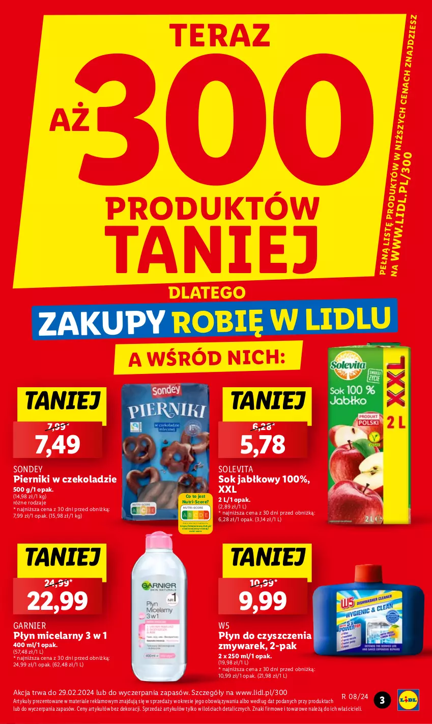 Gazetka promocyjna Lidl - GAZETKA - ważna 19.02 do 21.02.2024 - strona 3 - produkty: Garnier, Piernik, Pierniki w czekoladzie, Płyn micelarny, Sok, Sok jabłkowy, Tera, Wazon