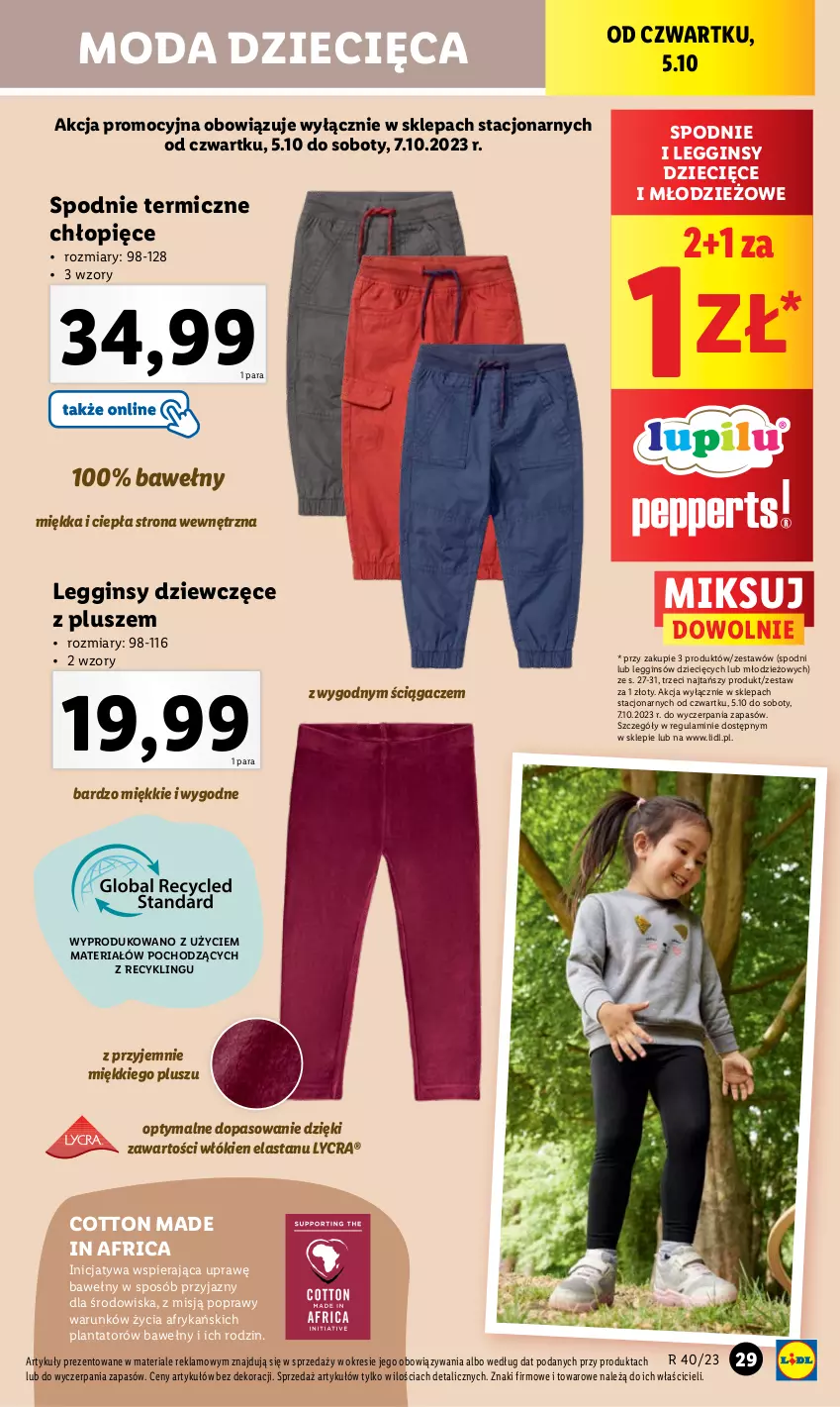 Gazetka promocyjna Lidl - GAZETKA - ważna 02.10 do 07.10.2023 - strona 35 - produkty: Dzieci, Gin, Legginsy, Moda, Spodnie