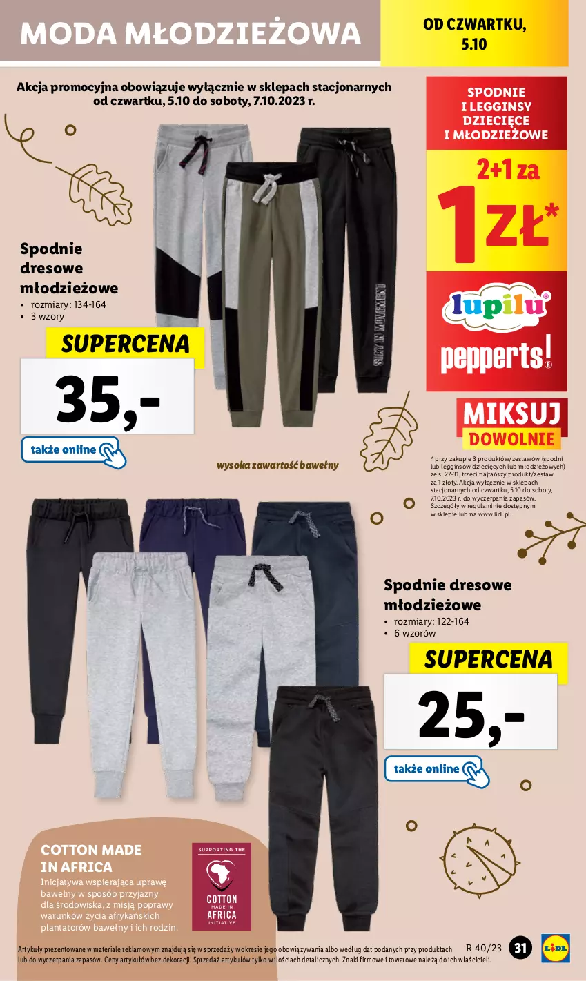 Gazetka promocyjna Lidl - GAZETKA - ważna 02.10 do 07.10.2023 - strona 37 - produkty: Dres, Dzieci, Gin, Legginsy, Moda, Sok, Spodnie, Spodnie dresowe