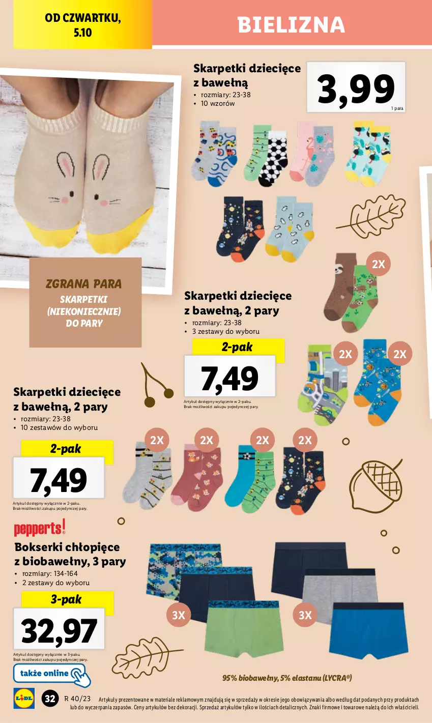 Gazetka promocyjna Lidl - GAZETKA - ważna 02.10 do 07.10.2023 - strona 38 - produkty: Bielizna, Bokserki, Dzieci, Gra, Karp, Ser, Skarpetki