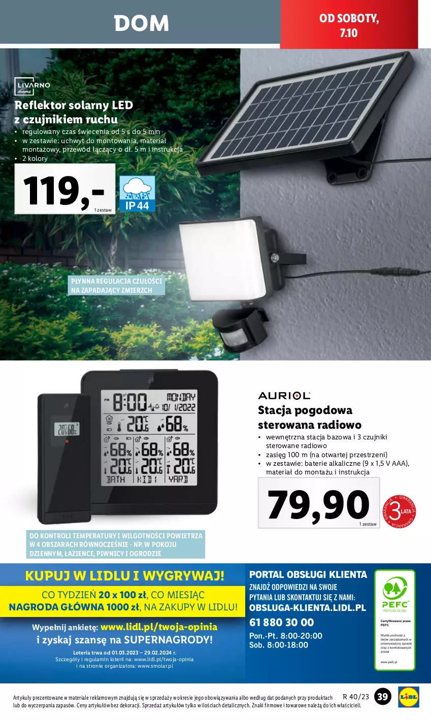 Gazetka promocyjna Lidl - GAZETKA - ważna 02.10 do 07.10.2023 - strona 45 - produkty: Baterie alkaliczne, Gry, LG, Mola, Przewód, Reflektor, Stacja pogodowa