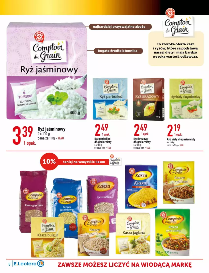 Gazetka promocyjna E Leclerc - ważna 02.11 do 12.11.2022 - strona 8 - produkty: Fa, Gry, Kasza, Kasza gryczana, Kasza jaglana, LANA, Ryż, Ryż biały, Ryż parboiled, Sok